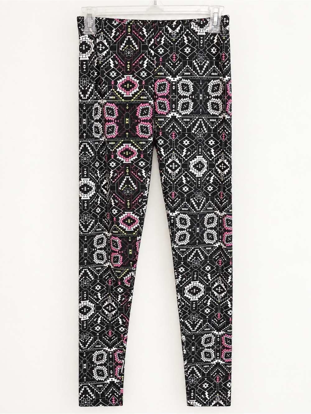 BONGO Black Aztec Print Leggings with Pink Accents